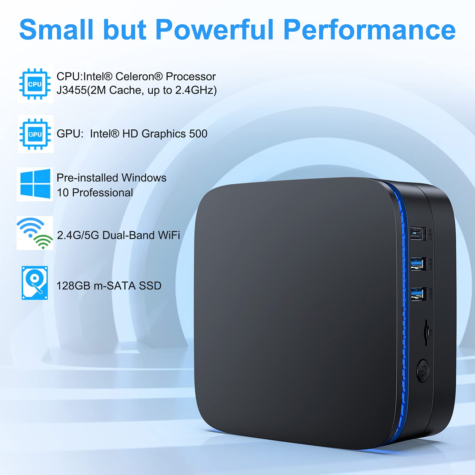 NiPoGi Mini PC, 8GB RAM 256GB ROM Window 10 Pro Mini Desktop